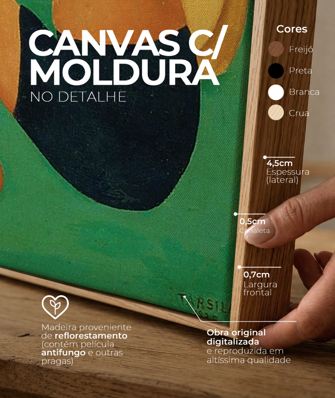 Detalhes do canvas e do chassi da reprodu&ccedil;&atilde;o